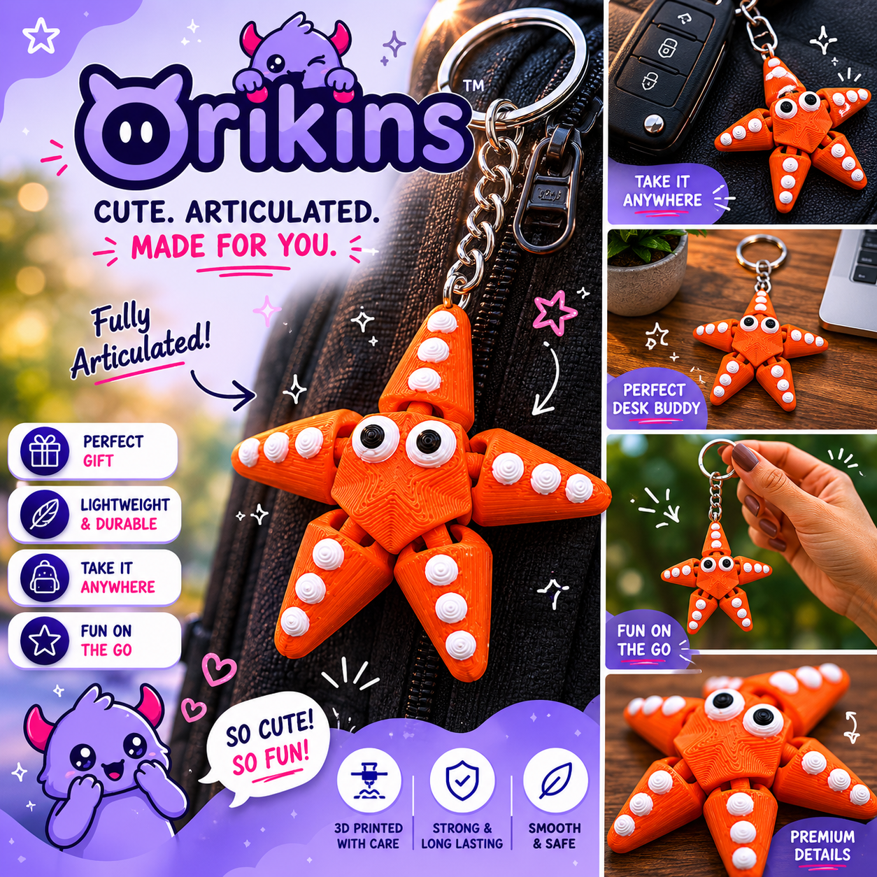 Starlish | Articulated Dragon Keychain